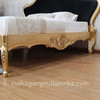 Gold Leaf Louis Bed w/ Upholstered Velvet Headboard