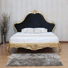 Gold Leaf Louis Bed w/ Upholstered Velvet Headboard