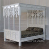 Painted White Carved Canopy Bed