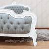 White French Louis Bed w/ Velvet Upholstery