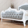 White French Louis Bed w/ Velvet Upholstery