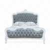 Painted White French Louis Bed With Velvet Upholstery
