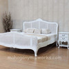 Painted White Elegant Bed With Wicker Panel Set of 3