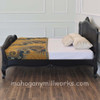 Mahogany Elegant Bed With Wicker Panel