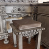 2pc Antique Grey Rococo Dressing Table w Trifold Mirror