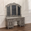 2pc Antique Grey Rococo Dressing Table w Trifold Mirror