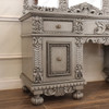2pc Antique Grey Rococo Dressing Table w Trifold Mirror
