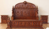 Ornate Hand Carved Solid Mahogany Gothic Bed