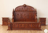 Ornate Hand Carved Solid Mahogany Gothic Bed
