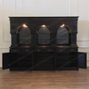Custom Dark Teak Pub Bar Set w/ Brass Rails
