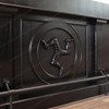 Custom Dark Teak Pub Bar Set w/ Brass Rails