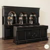 Custom Dark Teak Pub Bar Set w/ Brass Rails