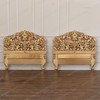 Antiqued Gold Leaf Rococo Queen Headboard Pair (2)s (2)