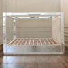 Oversized Alaska King Mirrored Four Poster Canopy Bed w/ Bright White Trim