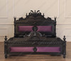 Black Gothic Raven Carved Bed w/ Hidden Storage Compartments & Lights