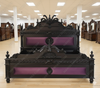 Black Gothic Raven Carved Bed w/ Hidden Storage Compartments & Lights