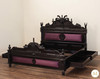 Black Gothic Raven Carved Bed w/ Hidden Storage Compartments & Lights