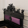 Black Gothic Raven Carved Bed w/ Hidden Storage Compartments & Lights