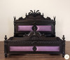 Black Gothic Raven Carved Bed w/ Hidden Storage Compartments & Lights