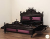 Black Gothic Raven Carved Bed w/ Hidden Storage Compartments & Lights