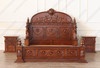 3pc Light Walnut Heavily Ornate Gothic Bedroom set
