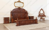 3pc Light Walnut Heavily Ornate Gothic Bedroom set