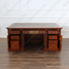 6ft Natural Finish Oval Office Resolute Desk w/ Leather Top
