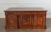 6ft Natural Finish Oval Office Resolute Desk w/ Leather Top