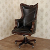 Natural Finish Genuine Leather Resolute Swivel Office Chair