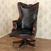 Natural Finish Genuine Leather Resolute Swivel Office Chair