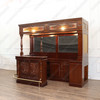 Elegant mahogany corner bar with liquor display