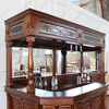 Custom Mahogany Corner Bar w/ Stained Glass