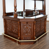 Elegant mahogany corner bar with liquor display