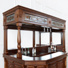 Elegant mahogany corner bar with liquor display