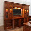 11ft Light Walnut Corner Bar w/ Stained Glass