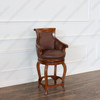 Pecan Genuine Leather  Swivel Barstools (2)