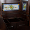 Dark Mahogany Walk-in Canopy Pub Bar w/ Stained Glass Ceiling