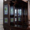 Dark Mahogany Walk-in Canopy Pub Bar w/ Stained Glass Ceiling