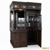 Dark Mahogany Walk-in Canopy Pub Bar w/ Stained Glass Ceiling