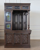 Dark Mahogany Walk-in Canopy Pub Bar w/ Stained Glass Ceiling