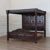 Dark Mahogany Four-Post Canopy King Bed