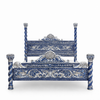 Custom Oversized Venetian Blue Bed w/ Silver Accents
