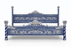 Custom Oversized Venetian Blue Bed w/ Silver Accents