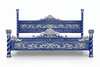 Custom Oversized Venetian Blue Bed w/ Silver Accents