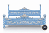 Custom Oversized Venetian Blue Bed w/ Silver Accents
