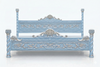 Custom Oversized Venetian Blue Bed w/ Silver Accents