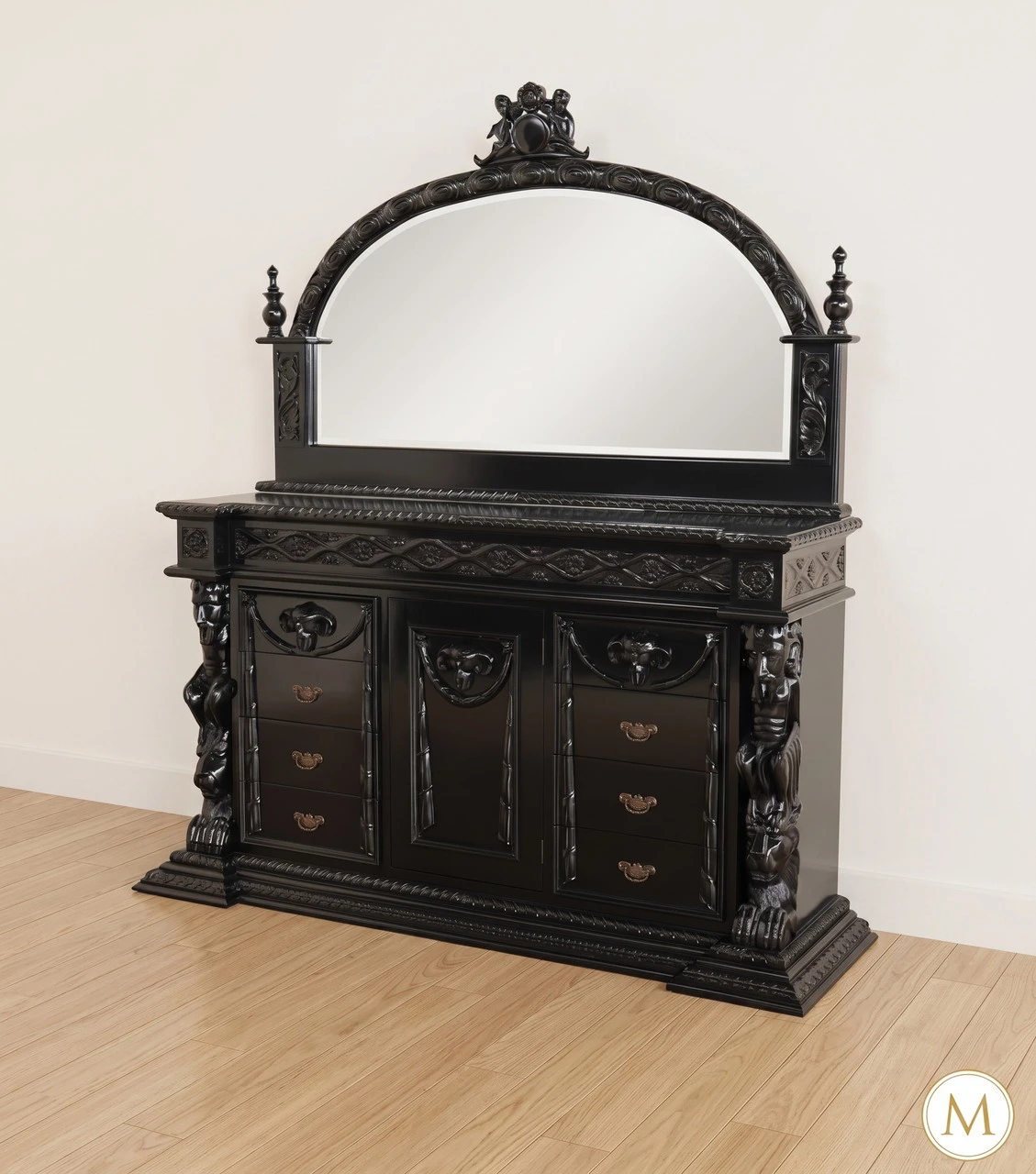 black mirror for dresser Furniture of America Lofa Contemporary and Set Made with hardwood solids Chery Dresser Mirror-39x46 Beveled Edges