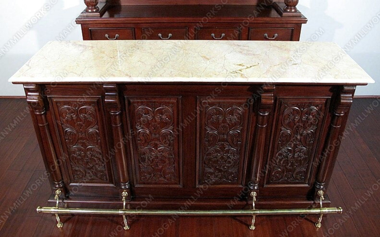 マイホームバー　アンティーク Victorian Marble Top Home Wine Bar 8ft in Mahogany