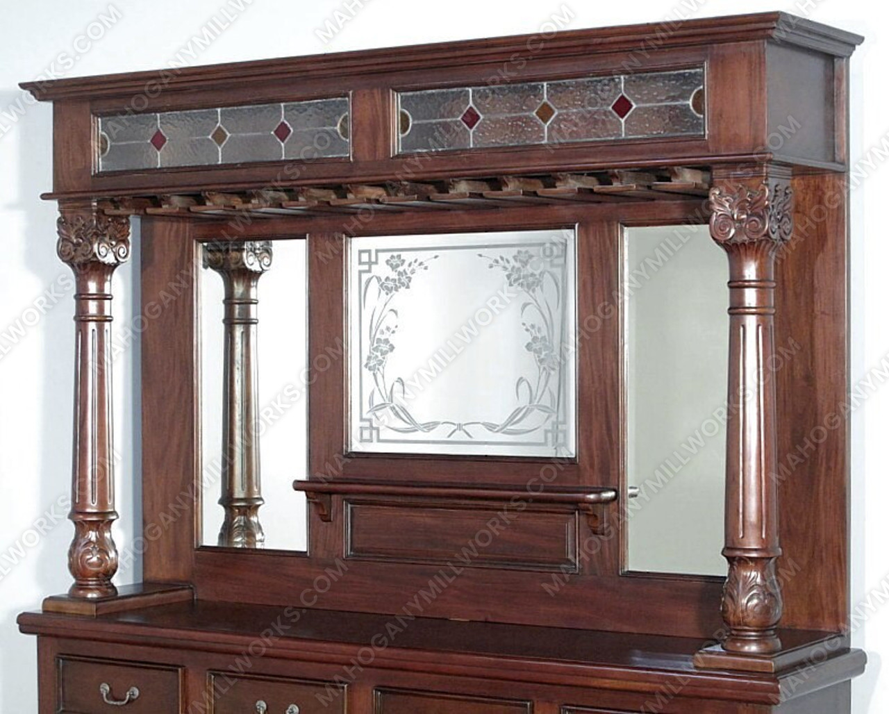 Victorian Marble Top Home Wine Bar 8ft in Mahogany