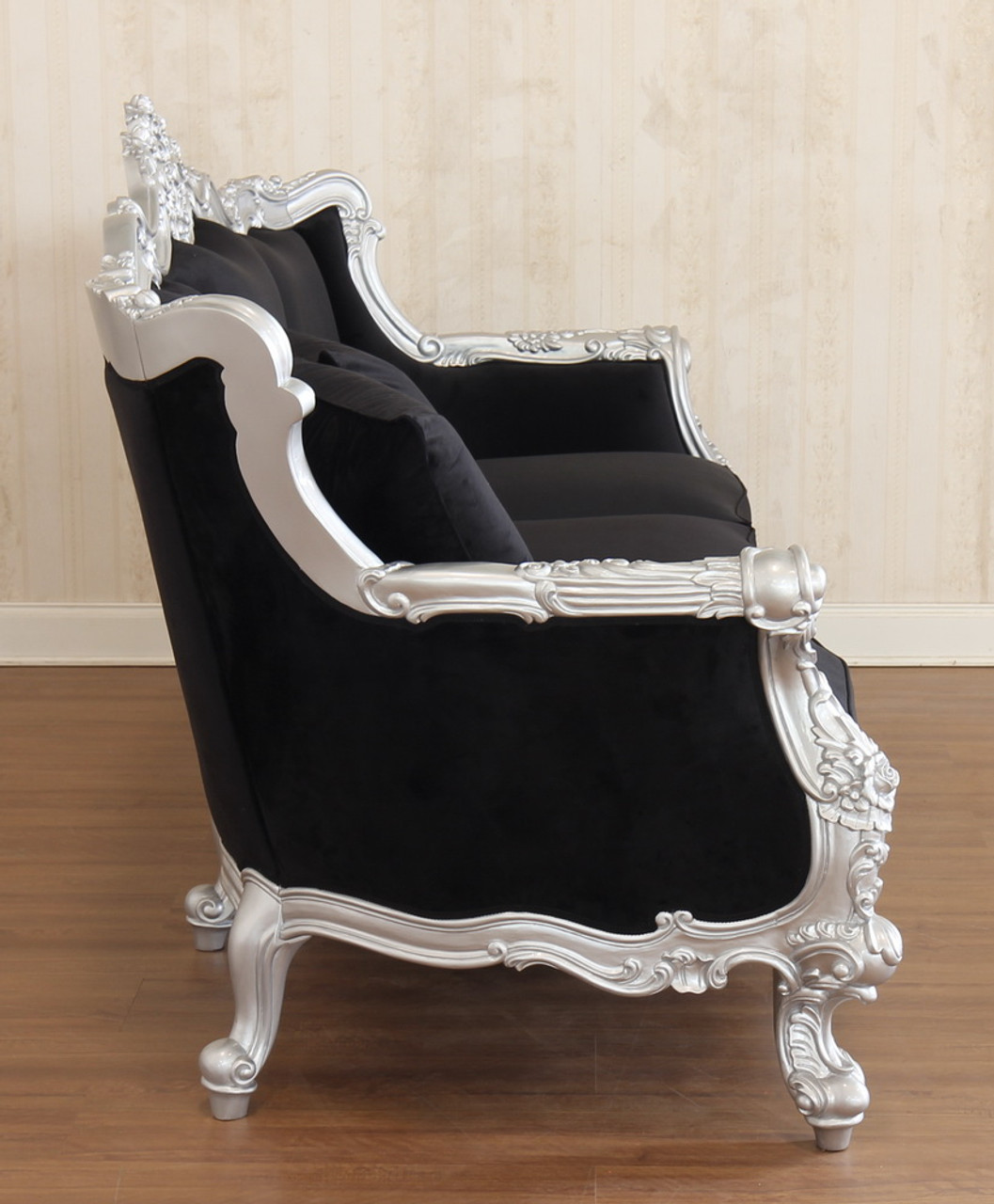 Black Velvet Victorian Gothic Sofa Couch